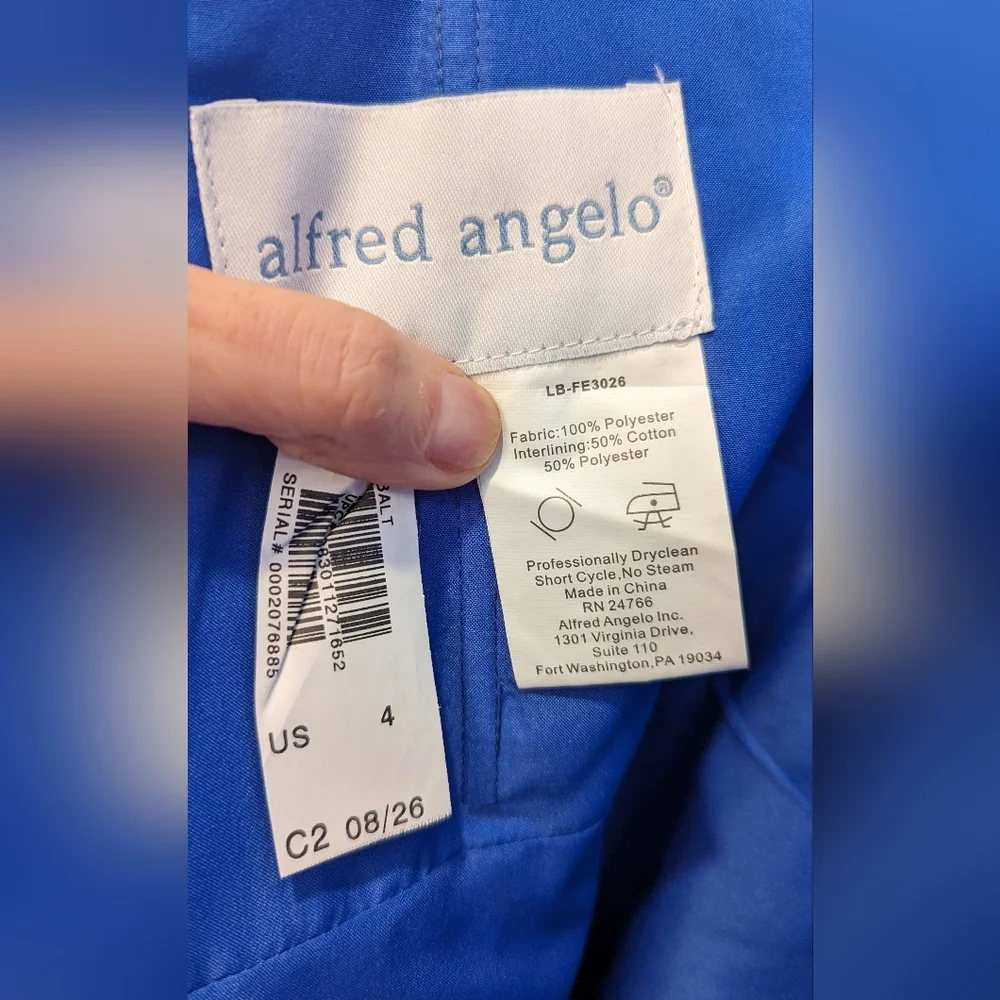 NWT Alfred Angelo strapless blue formal homecoming faux wrap maxi long dress 4 - Picture 4 of 12